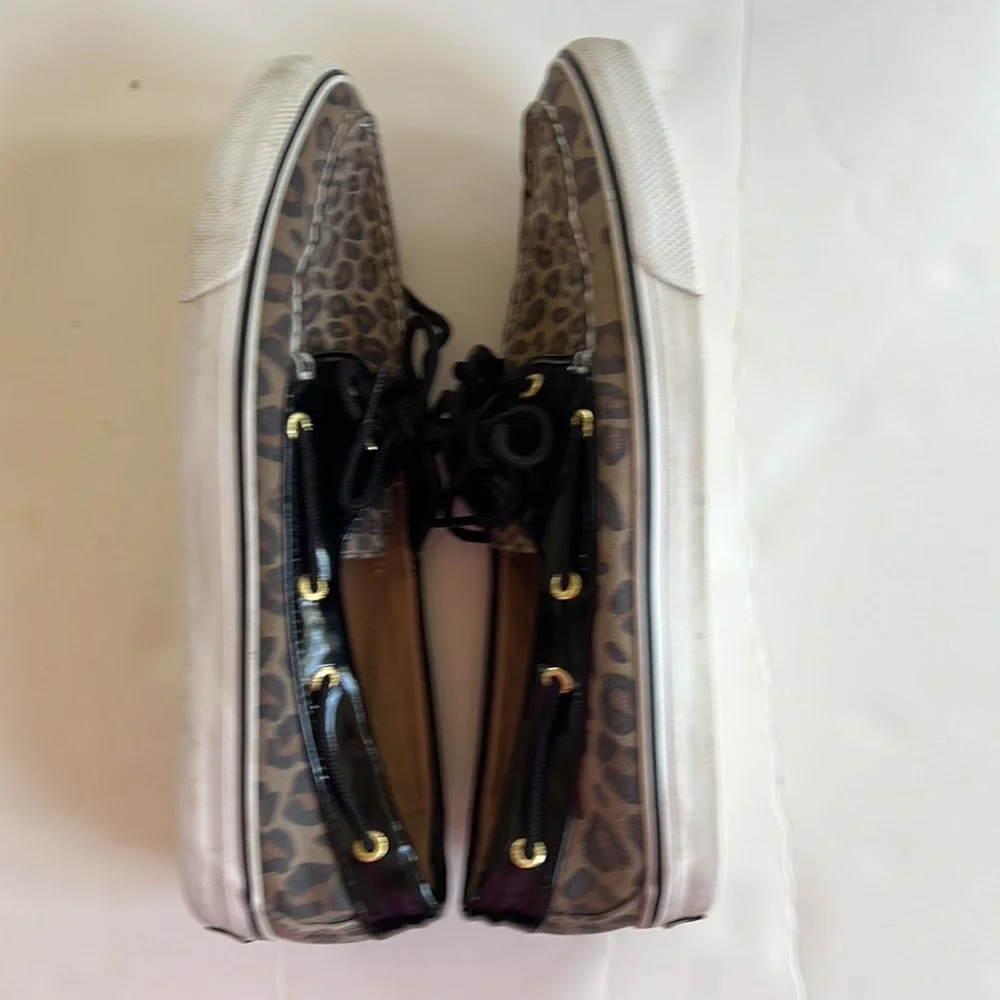 Sperry patent leather and animal print shoes. Size 9.5